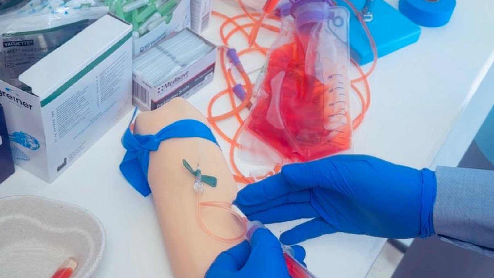 GP surgery training room with phlebotomy equipment